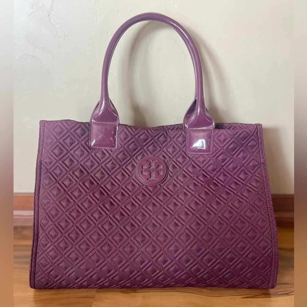 Beautiful Tory Burch Quilted Tote- Plum/Purple Color
